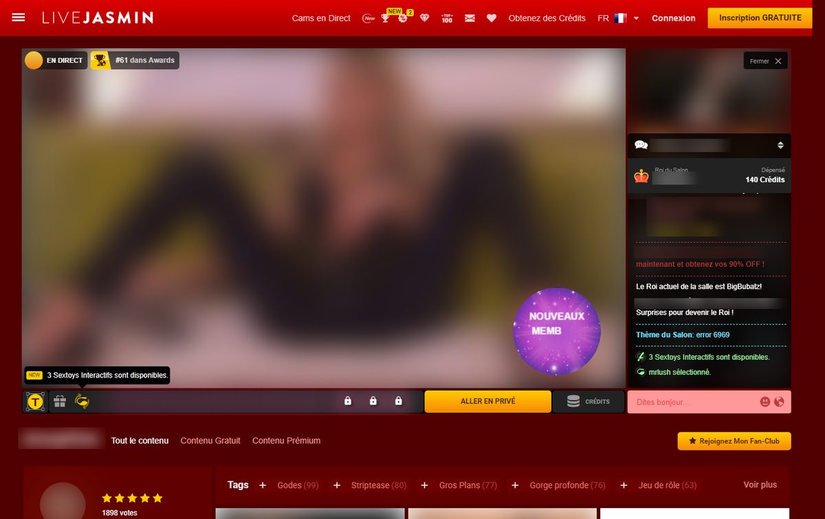 Salon de chat gratuit d'une modèle LiveJasmin avec le bouton Aller en privé